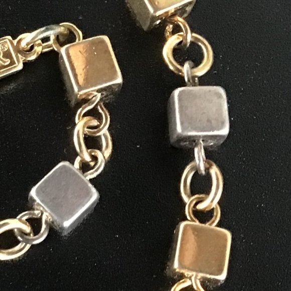 Vintage Napier Gold & Silver Tone Cube Bracelet Signed - Picture 14 of 16